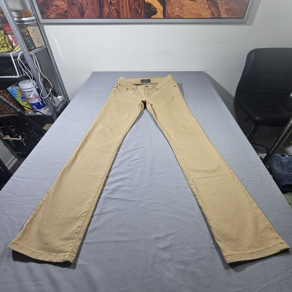 Lauren Ralph Lauren Khaki Pants 4 Modern Straight Tan Stretch LRL Hardware Denim